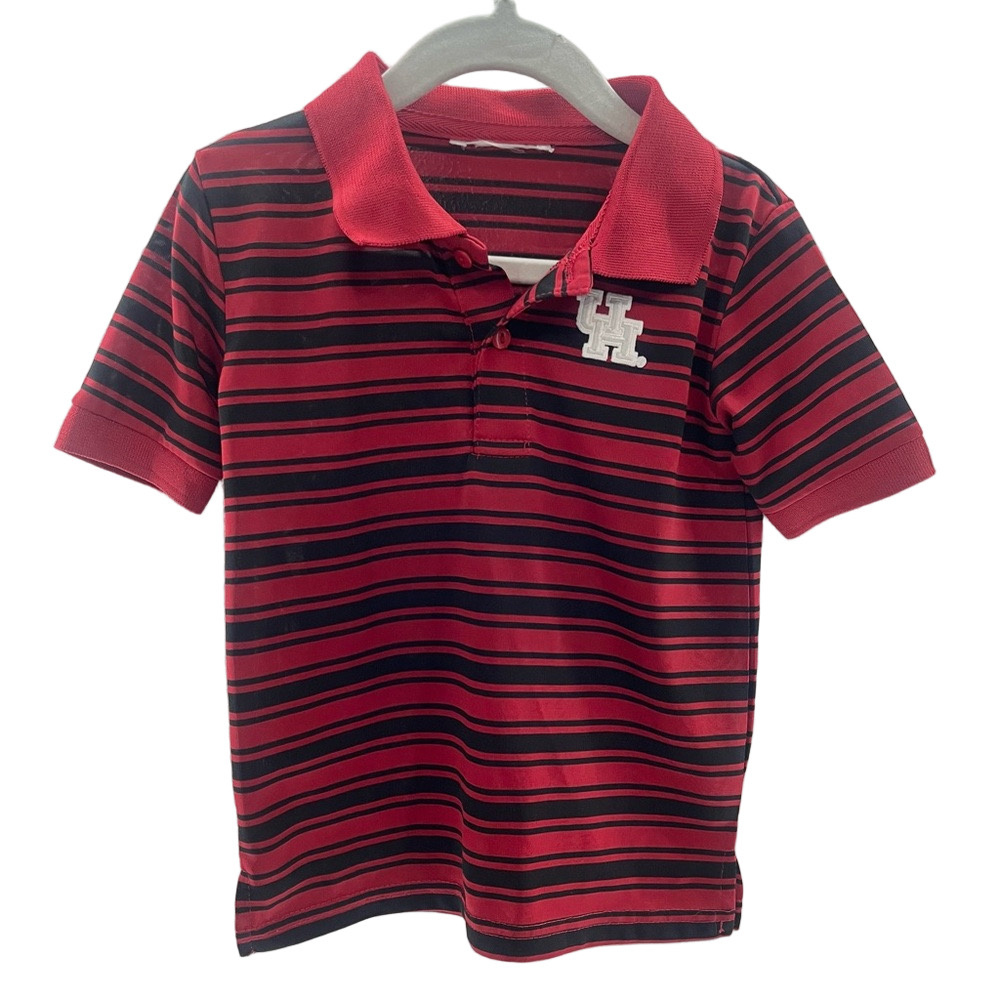 University of Houston Red Black Striped Athletic Polo 3T - Picture 1 of 3